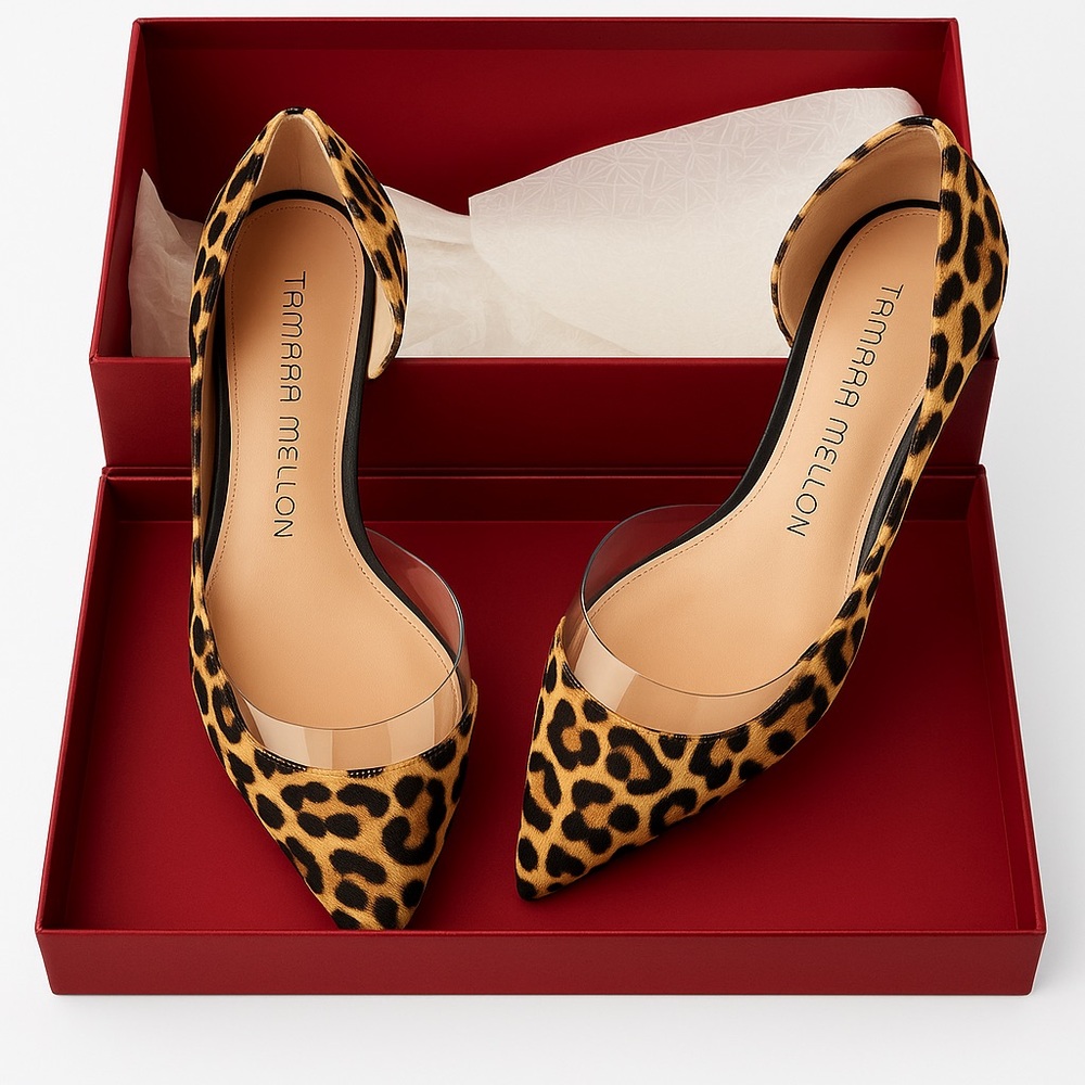 ✨ Tamara Mellon Leopard Haircalf Flats – Size 38.5 (Excellent Condition w/ Box)
